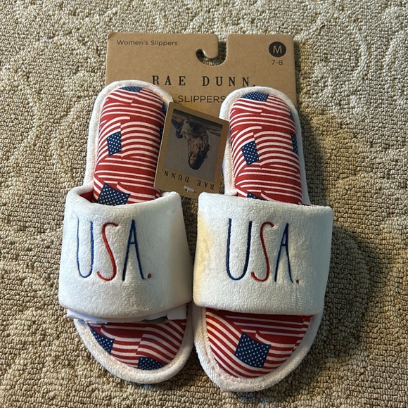 Rae Dunn USA slippers/slides women’s size 7-8 NWT - Picture 2 of 5